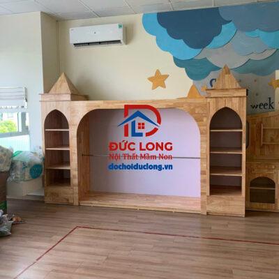 Tủ 3 khối hình lâu đài gỗ tự nhiên DL-009G